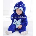 Weiche Baby Flanell Strampler Tier Onesie Pyjama Outfits Anzug, Schlafanzug, süße blaue Tuch, Baby Kapuzentuch